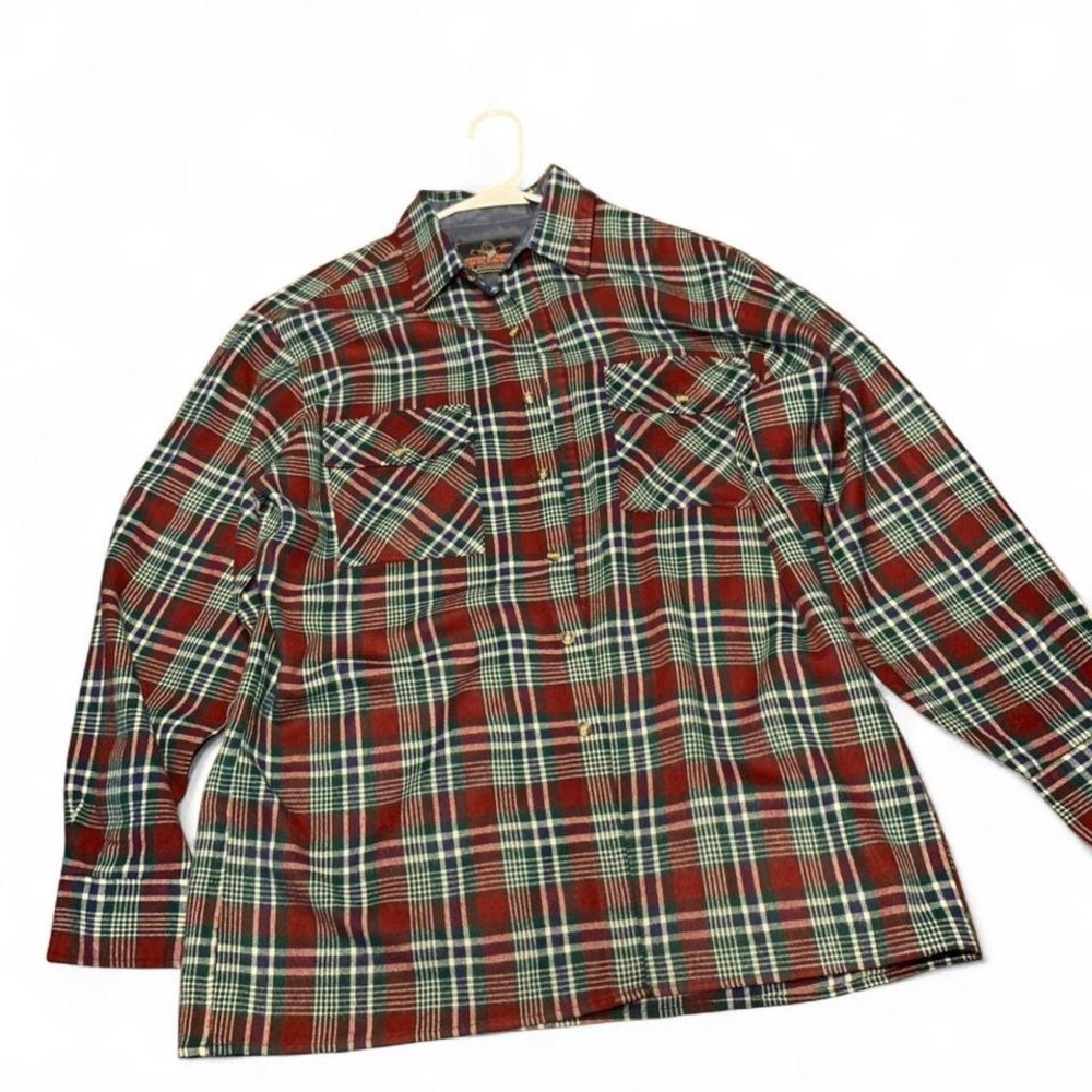 Vintage Men's Red & Green Plaid Flannel Shirt